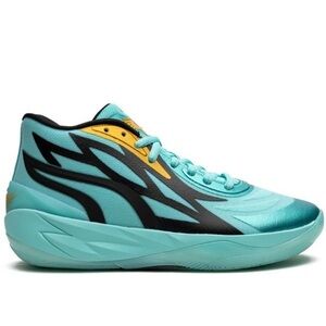 Puma Lamelo Ball mb.02 Aqua/Black Men’s 377590-01 Sz 9.5 Mid Basketball Shoes